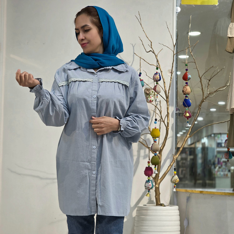 مانتو نخی سایز بزرگ سبز نسترن