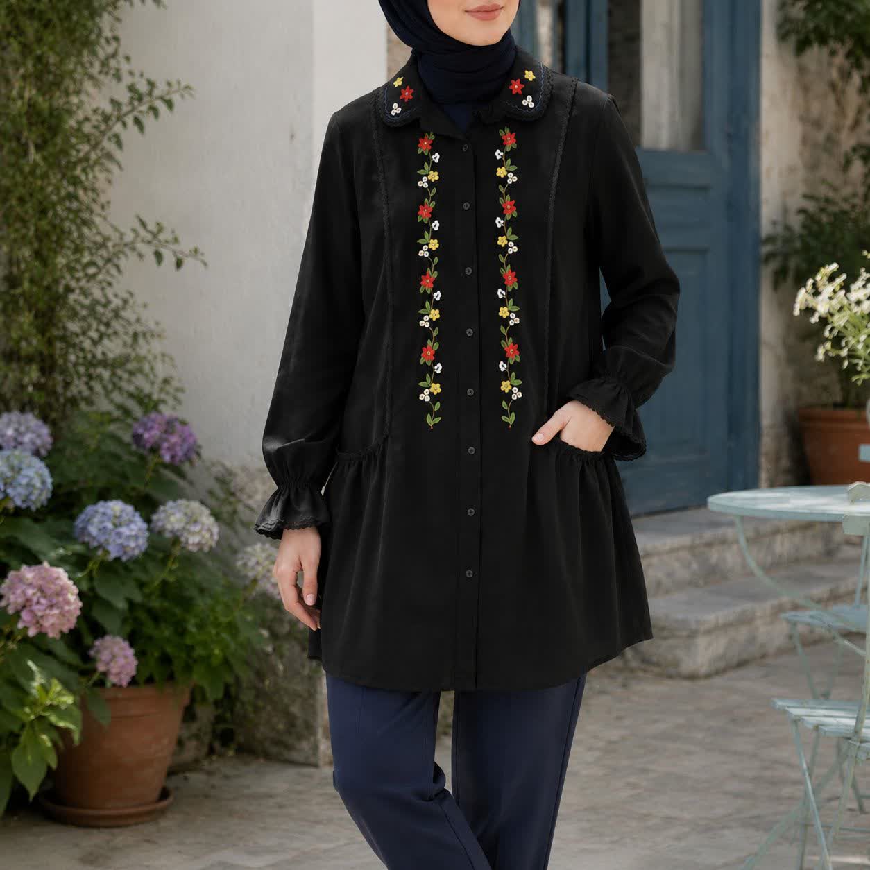 مانتو نخی دکمه دار مرسده