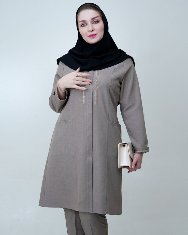 مانتو شلوار دکمه دار آراسته