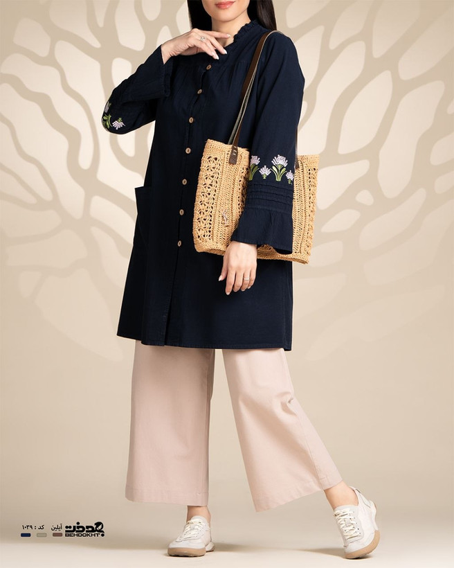 مانتو دکمه دار جیب دار آیلین